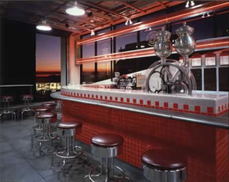 Giant containers for juice -- Starbuck's drive, onwards