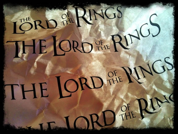 The touch of the hand, crafting  The Lord of the Rings logo drafts