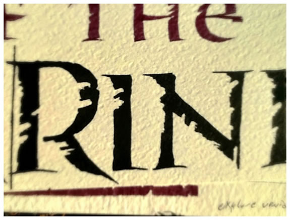 The touch of the hand, crafting  The Lord of the Rings logo drafts