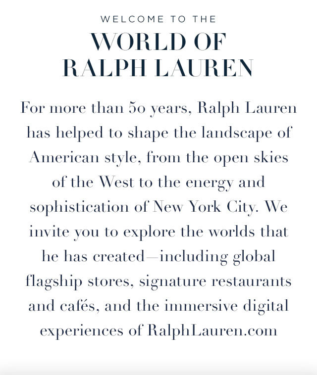 RALPH LAUREN AT 50, STORYTELLING THE BRAND, ENVISIONING AMERICAN DREAMS -  Girvin