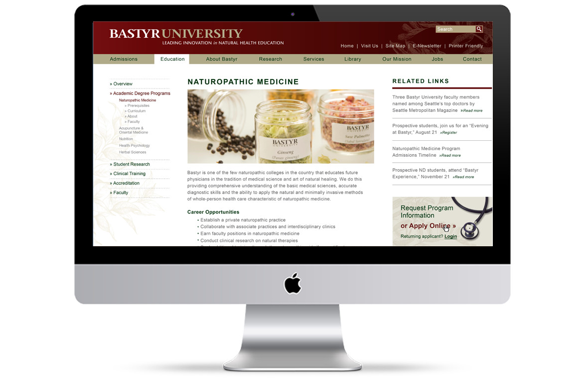 Bastyr University Website Concepts